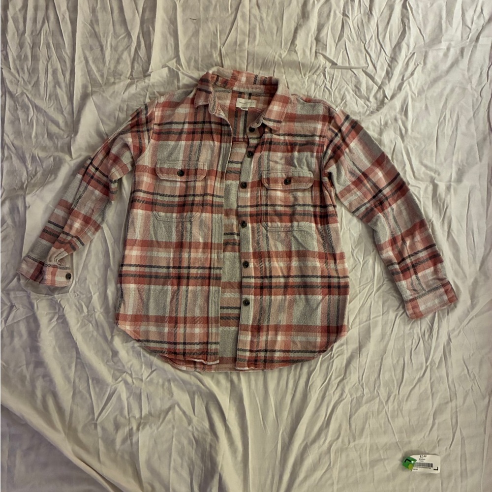 American Eagle Outfitters Pink, Black and Cream Plaid Shirt - Picture 3 of 8